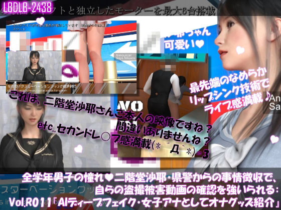 【【△100●100】学業成績学年一位の二階堂沙耶・県警からの事情聴取で、自らの盗撮被害動画の確認を強いられる:Vol.R011『沙耶のAIディープフェイク・女子アナとして女性向けオナニーグッズの紹介』】Libido-Labo