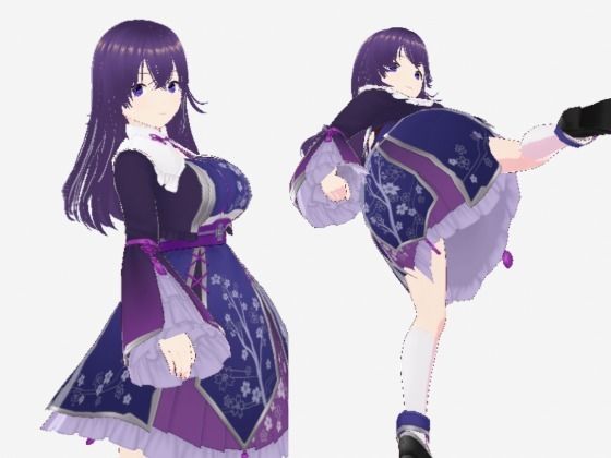 【和柄の洋風ドレスの巨乳美女（セリフなし  3DCGモデル  イラスト集）】パイアールフロンティア