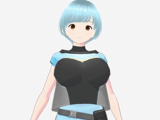 【水色ヘアーのショートカットのお姉さん（セリフなし  3DCGモデル  イラスト集）】アフェアーアモーレ
