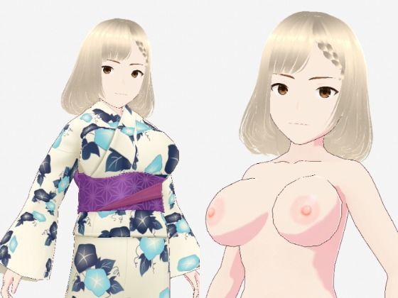 【金髪の浴衣の和風美女（セリフなし  3DCGモデル  イラスト集）】アンリアルパイヤン