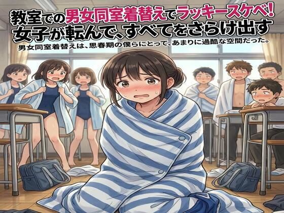 【教室での男女同室着替えでラッキースケベ！女子が転んで、すべてをさらけ出す】CMNFリアリズム